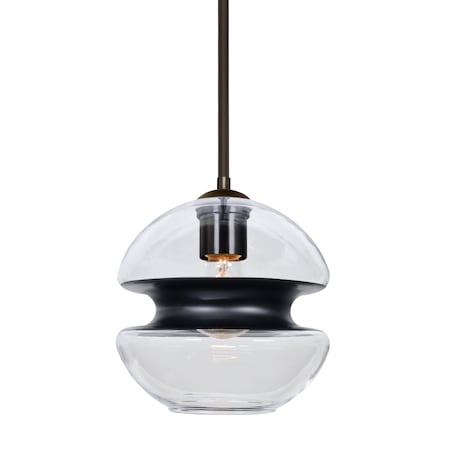 Besa Lighting Hula 8 Stem Pendant, Clear/Black, Bronze Finish, 1x60W Incandescent 1TT-HULA8BK-BR